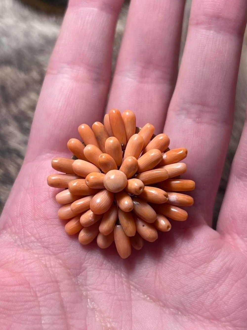 Vintage unsigned Miriam Haskell Spezzati branch coral brooch